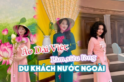 Du khách nước ngoài xúng xính áo dài, trải nghiệm văn hóa dân tộc Việt Nam trong chuyến du lịch Đà Nẵng